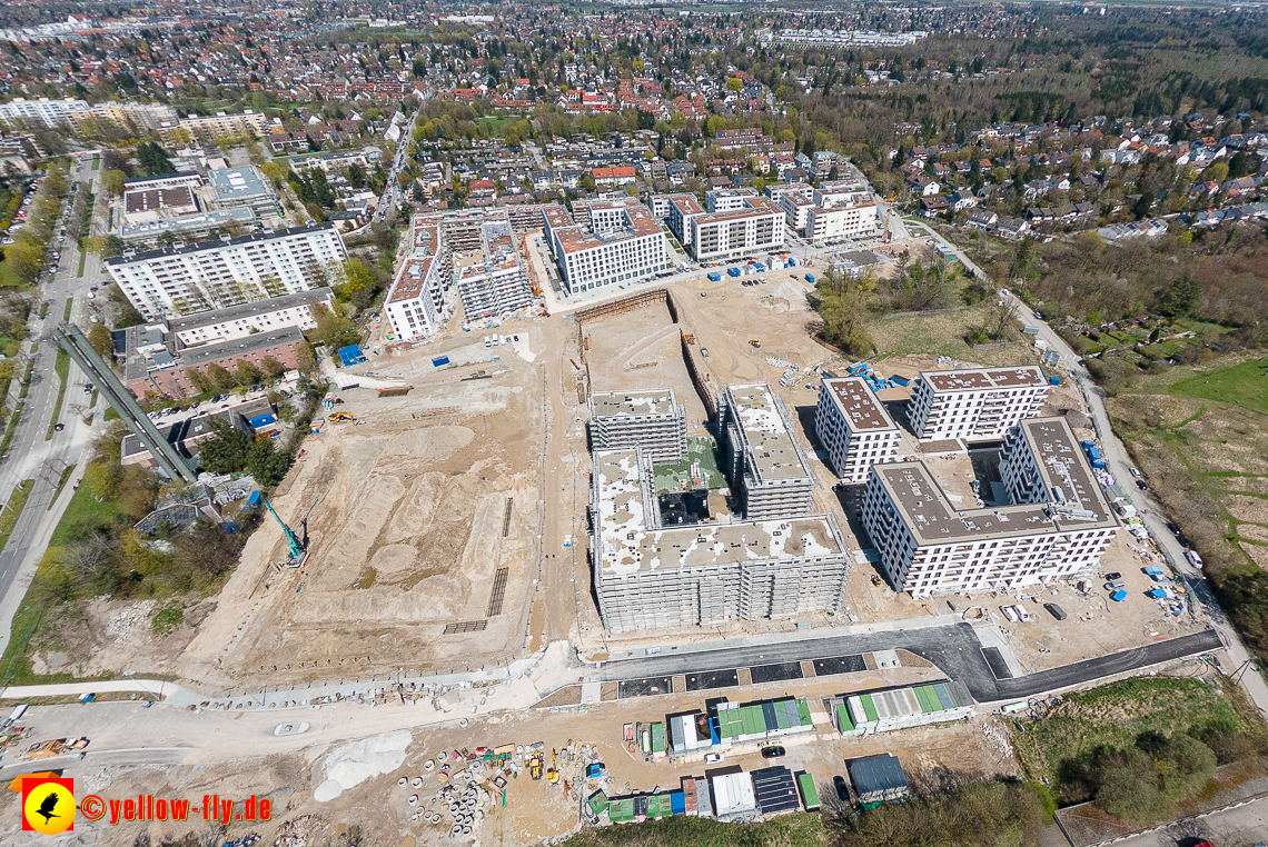 21.04.2023 - Luftbilder von der Baustelle Alexisquartier und Pandion Verde in Neuperlach